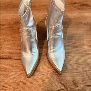 MIA Metallic Silver Ankle Boots